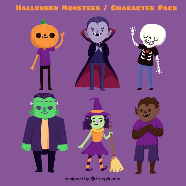 Spooky halloween characters Vector | Free Download