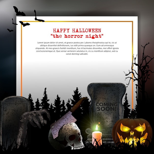 Download Spooky halloween graveyard vector | Premium Vector