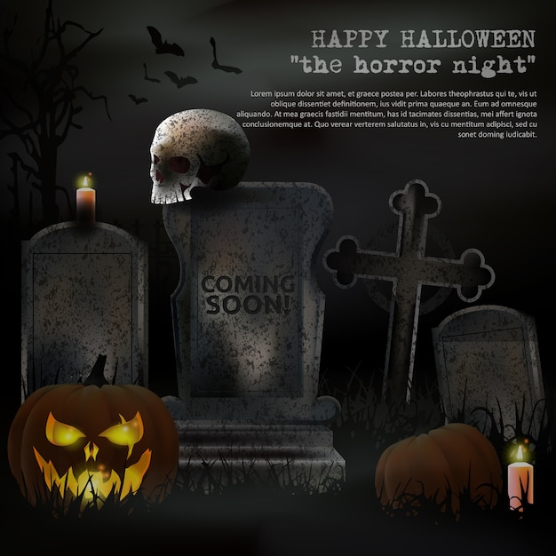 Download Spooky halloween graveyard vector Vector | Premium Download
