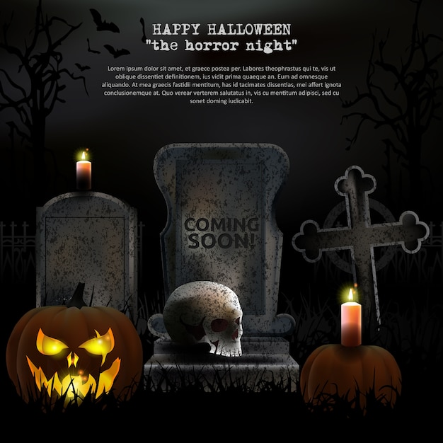 Download Spooky halloween graveyard vector | Premium Vector