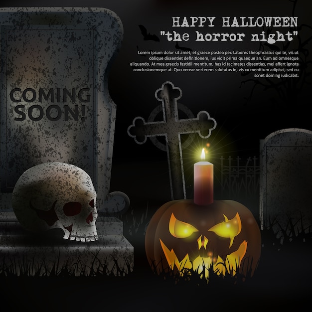 Download Spooky halloween graveyard vector | Premium Vector