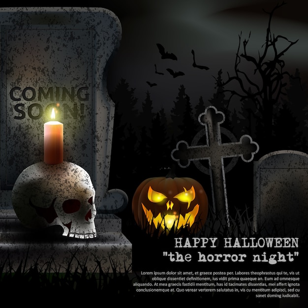 Download Spooky halloween graveyard vector | Premium Vector