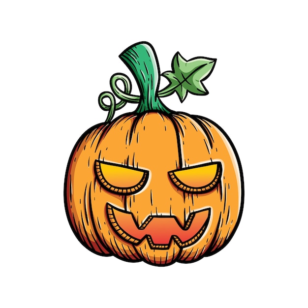 Download Spooky halloween pumpkin with cute colored and outline ...