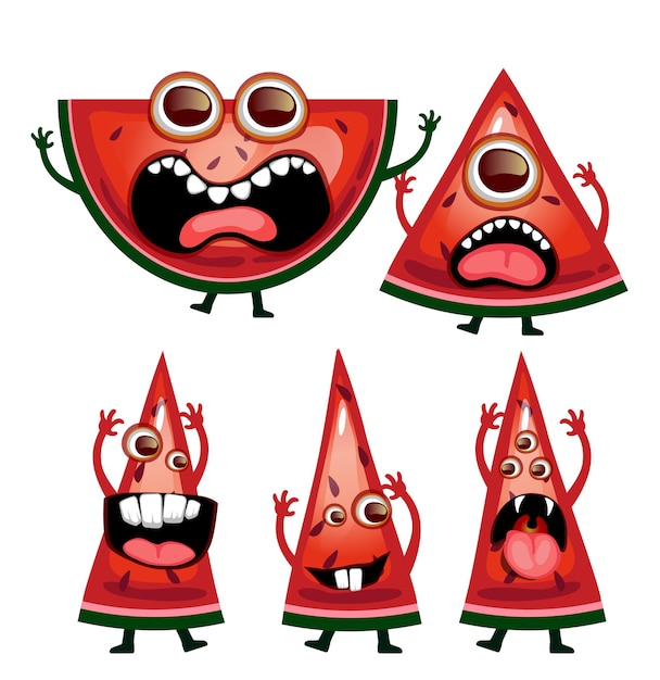 Premium Vector | Spooky monster fruits scary watermelon