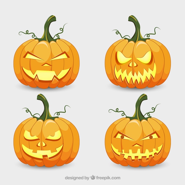 Spooky pumpkins to celebrate halloween | Free Vector