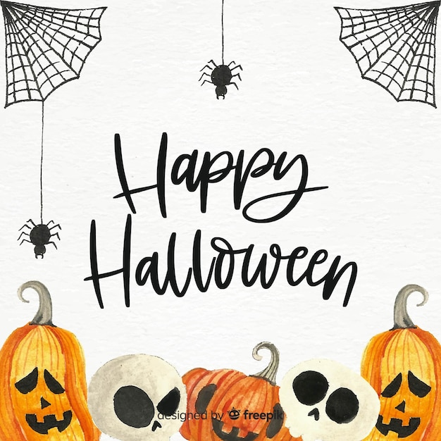 Download Spooky watercolor halloween background | Free Vector