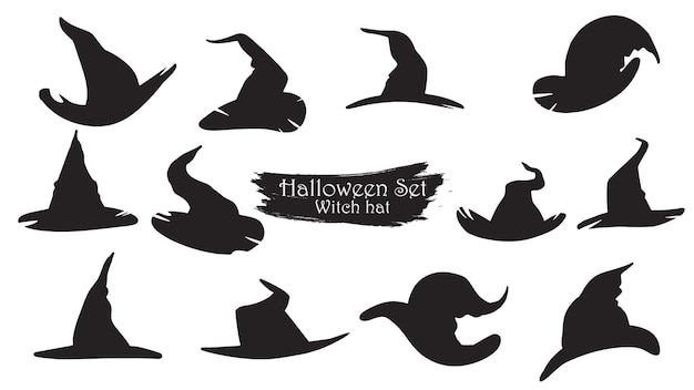 Download Spooky witch hats silhouette collection of halloween ...