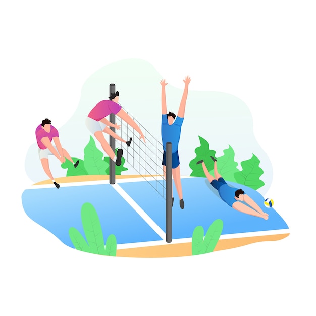 Premium Vector | Sport activities with people playing volley ball