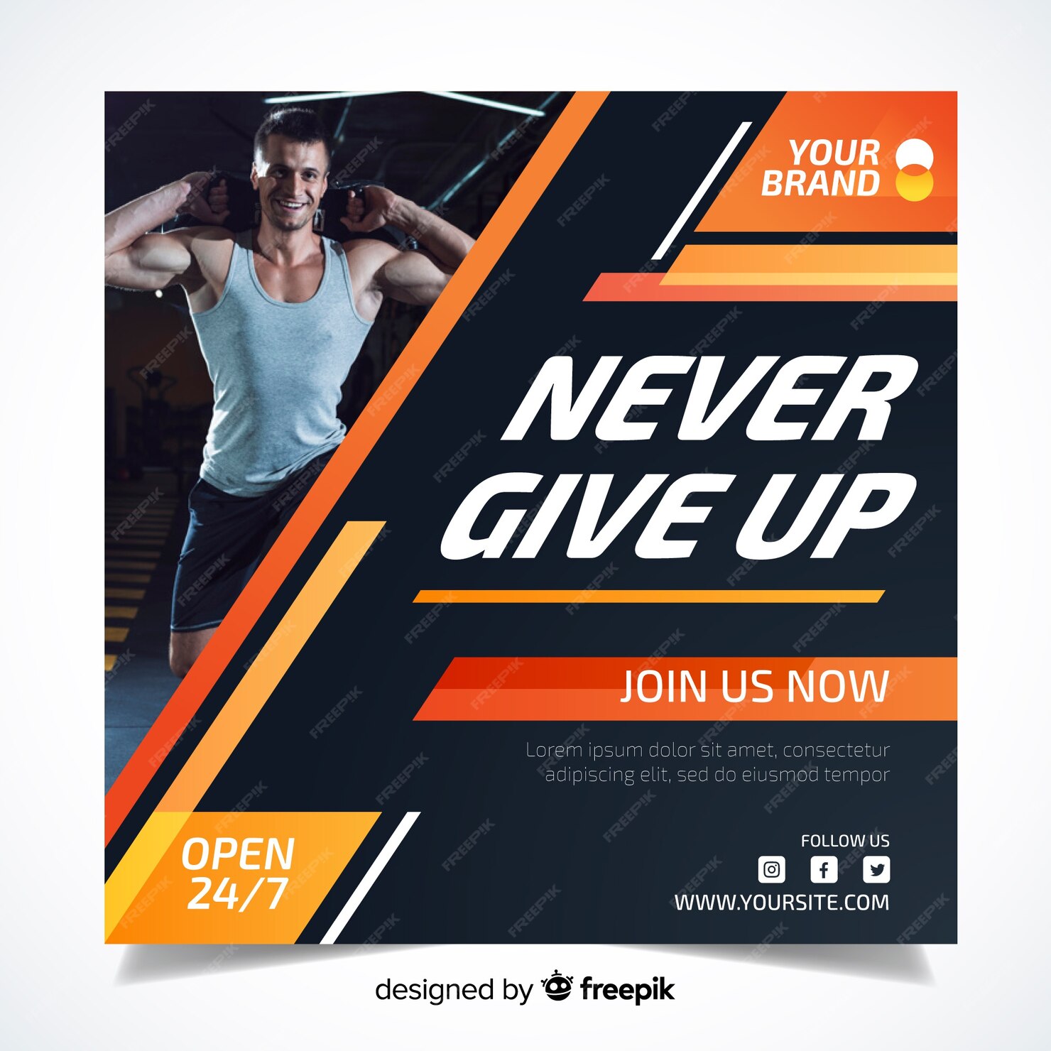 Free Vector Sport banner template with photo