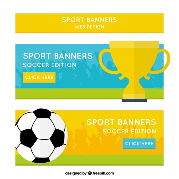Free Vector | Sport banners with a trophy and a ball