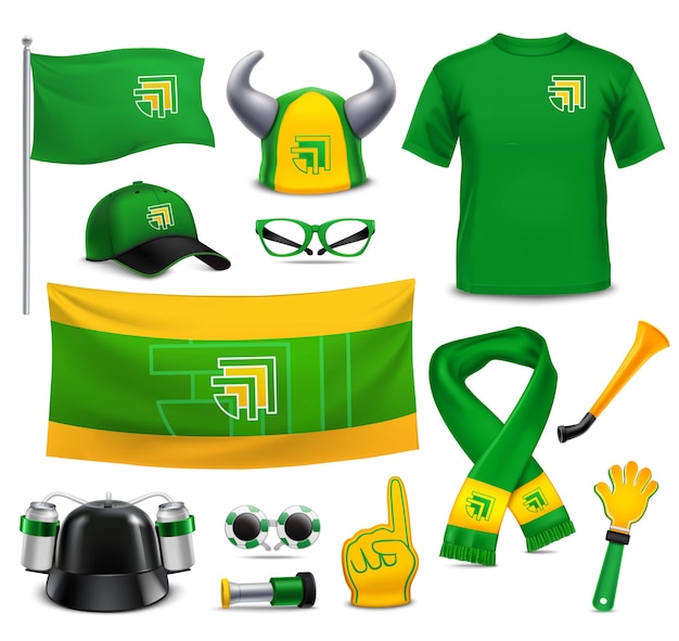 Download Sport fans supporters realistic mockup accessories | Free ...