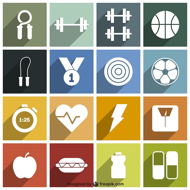 Download Sport and fitness icons pack | Free Vector