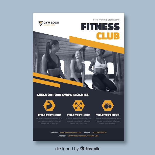 Sport flyer template with photo | Free Vector