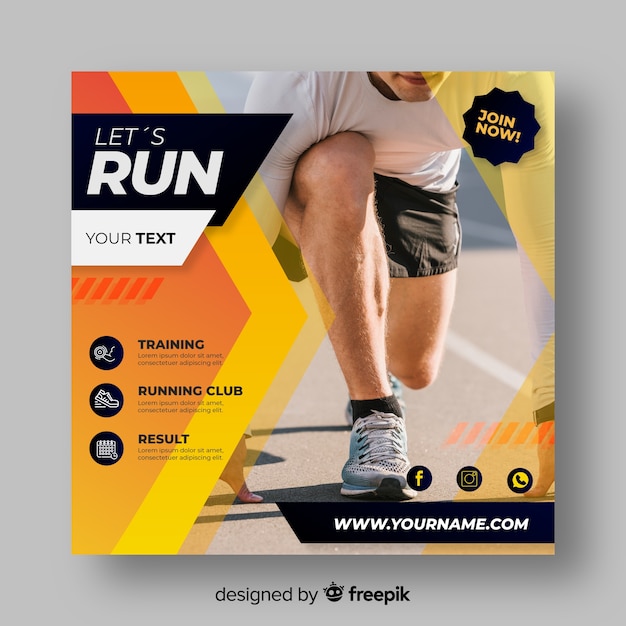 Premium Vector | Sport flyer template with photo