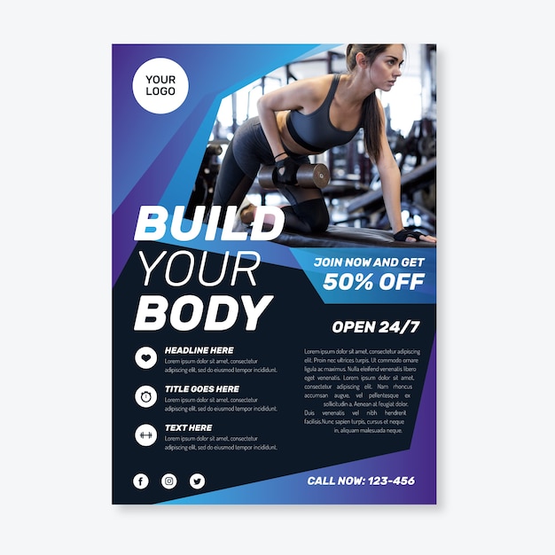 Free Vector | Sport flyer template with photo