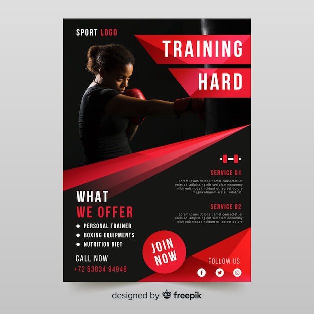 Free Vector | Sport flyer template with photo