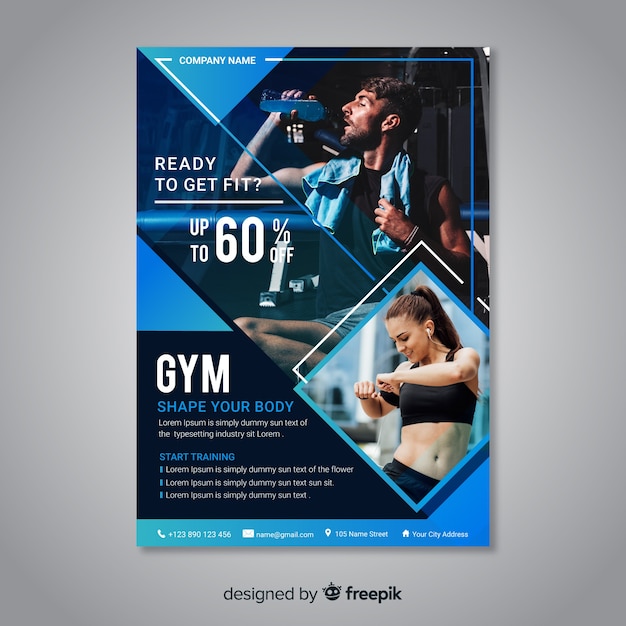 Sport flyer with photo template Vector | Free Download