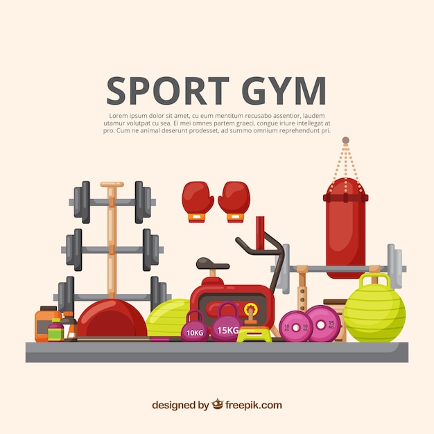 Sport gym background with exercise\
machines