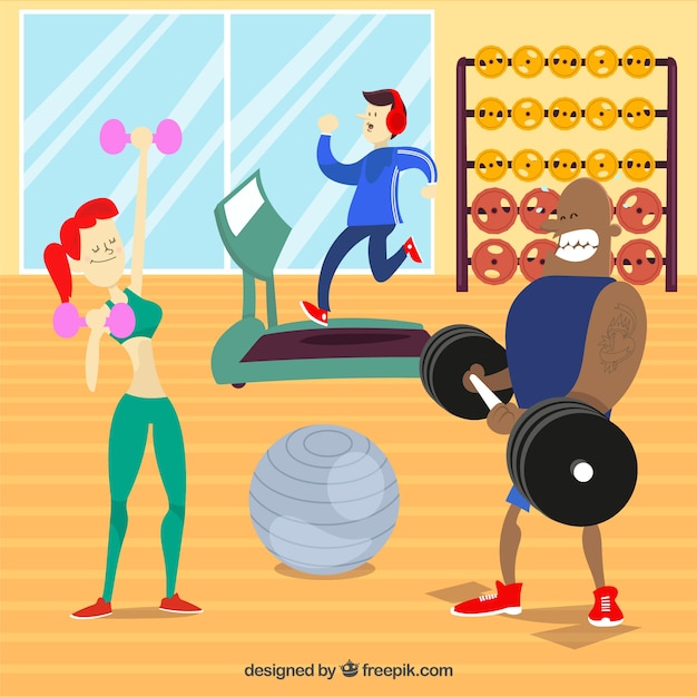Sport gym background with people
training