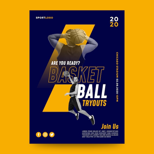 Sport poster with photo | Free Vector