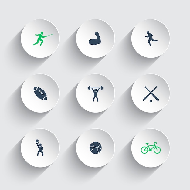 Premium Vector | Sport, round 3d icons with shadows