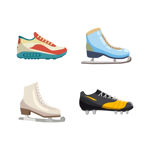 Premium Vector | Sport shoes elements set. cartoon set of sport shoes