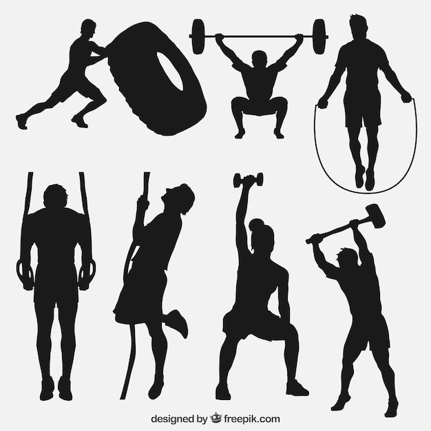 Sport silhouettes doing crossfit