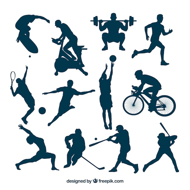 Sport silhouettes in hot actions