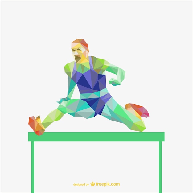 Download Sportman in a hurdle race polygonal vector | Free Vector