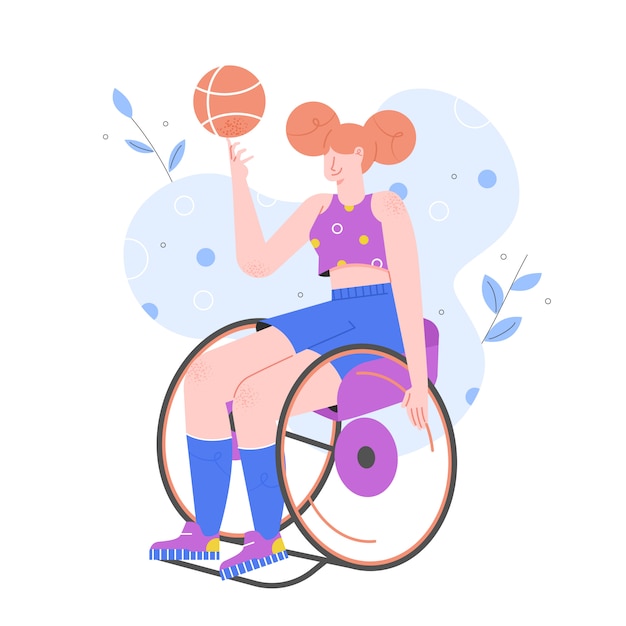 Premium Vector | Sports activities for disabled persons. girl in a  wheelchair plays basketball. paralympics.
