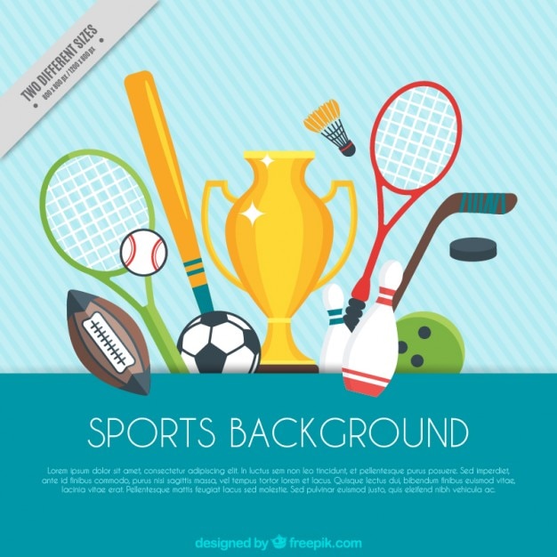 Sports background with trophy and sport\
elements