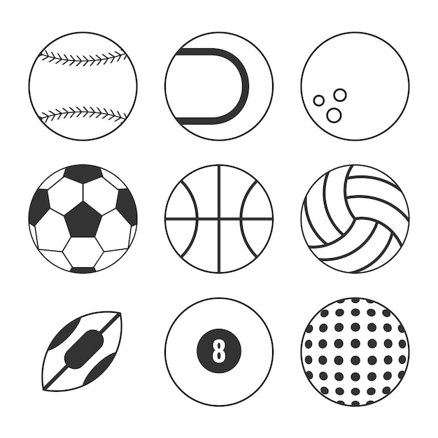 Premium Vector | Sports balls outline icon