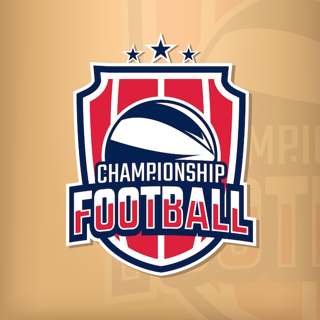 Premium Vector | Sports championship football logo on light brown ...