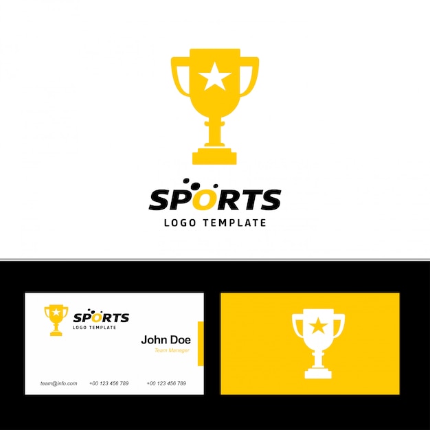 Download Free Sports Cup Logo And Business Card Premium Vector Use our free logo maker to create a logo and build your brand. Put your logo on business cards, promotional products, or your website for brand visibility.