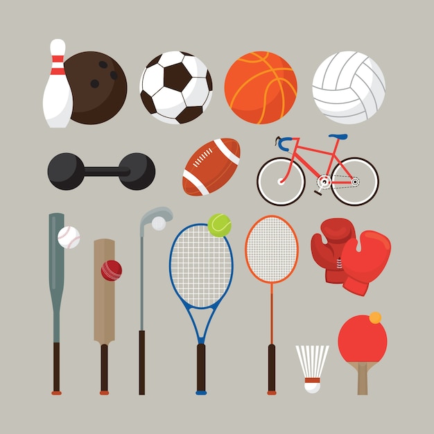 Premium Vector | Sports equipment, flat objects set