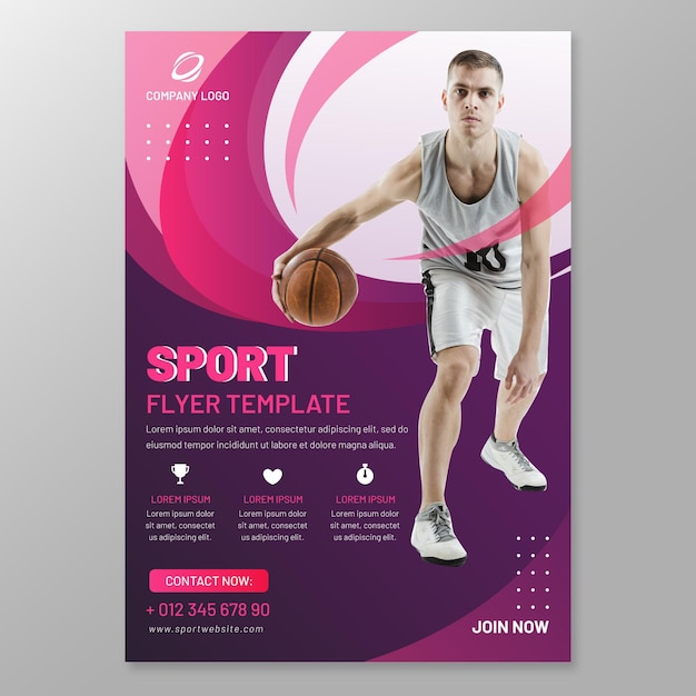 Free Vector | Sports flyer template with photo