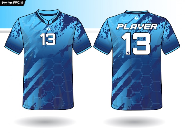 Sports jersey template for team uniforms Premium Vector
