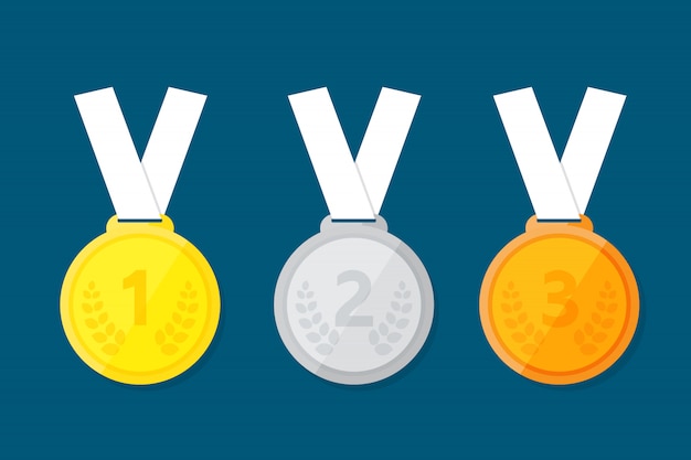 Premium Vector | Sports medal for the top three winners.