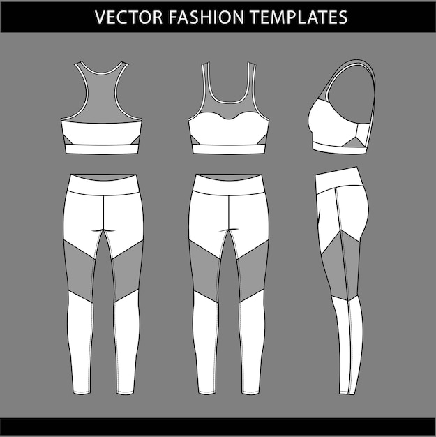 Premium Vector | Sports wear fashion flat sketch template, fitness out ...