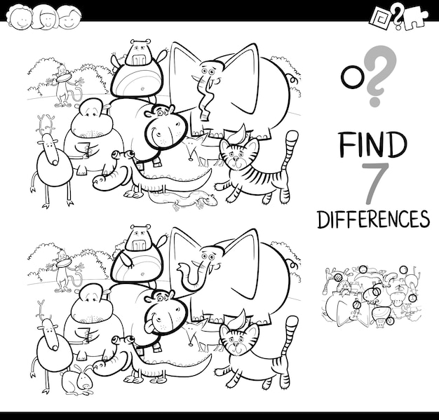 Download Premium Vector Spot The Difference With Animals Coloring Book