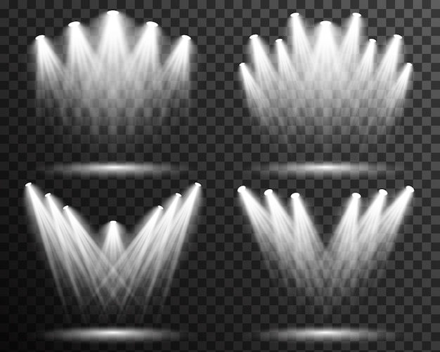 Spot light illumination collection stage vector transparent Premium Vector