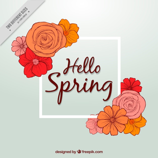 Spring background of flowers with different\
colors