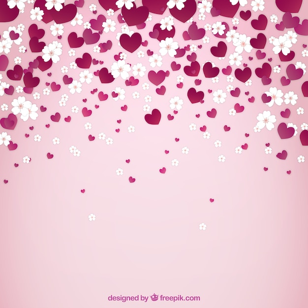 Spring background with flowers and
hearts