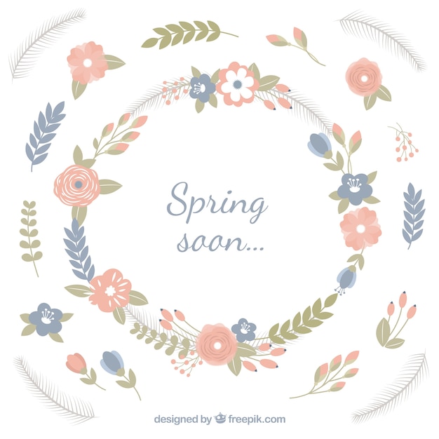Spring background with flowers in pastel
tones