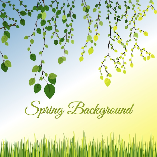 Spring background with leaves