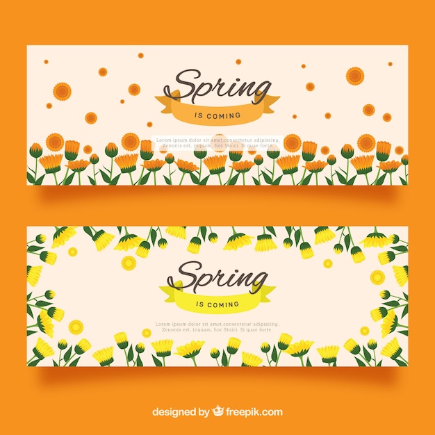 Spring banners with orange and yellow\
flowers