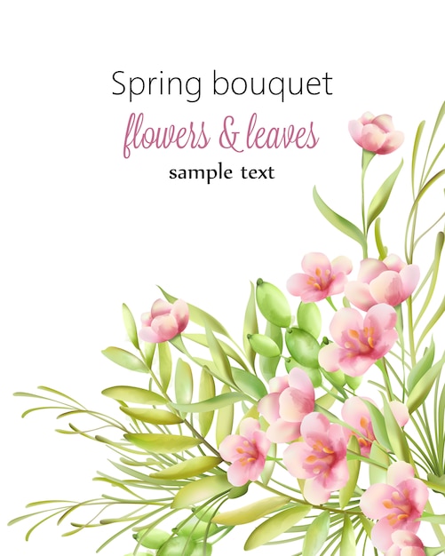 Premium Vector Spring Bouquet With Small Cherry Blossom Flowers In Watercolor Style