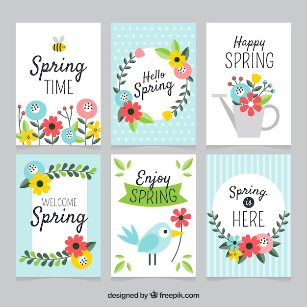 Premium Vector Spring card collection