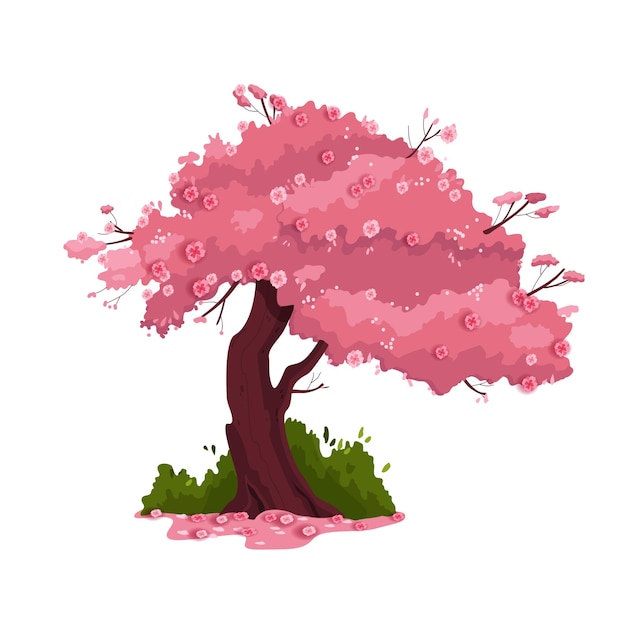 Premium Vector | Spring cherry tree illustration