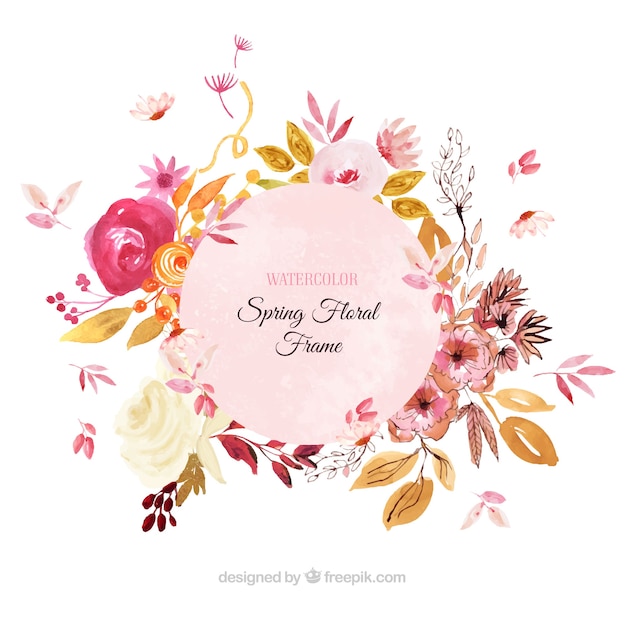 Download Spring floral frame in watercolor style Vector | Free Download